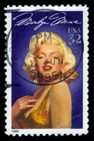 UNITED STATES - CIRCA 1995  A stamp printed in USA shows actress Marilyn Monroe  1926-1962 , series Legends of Hollywood, circa 1995のeditorial素材