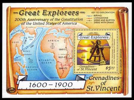 Saint Vincent and the Grenadines - CIRCA 1988  souvenir sheet printed in Saint Vincent and the...