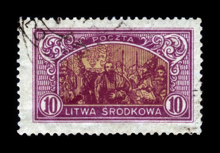 Central Lithunia - CIRCA 1921  stamp printed by Central Lithunia, show Union of Lithuania and Poland, circa 1921のeditorial素材