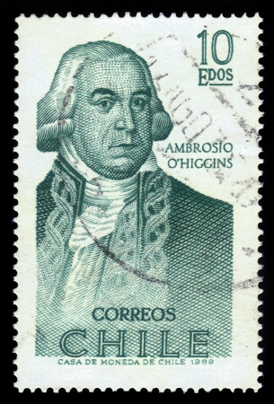 Chile - CIRCA 1969  stamp printed by Chile, shows portrait of Ambrosio Bernardo O Higgins, 1st Marquis of Osorno, Royal Governor of Chile, circa 1969の写真素材