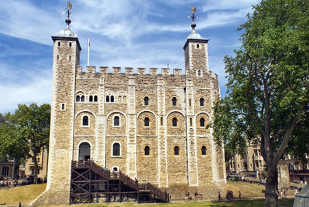 LONDON - July 15   tourists visiting London point of interest  - The White Tower at the Tower of...