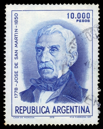 ARGENTINA - CIRCA 1978  a stamp printed in the Argentina shows Jose de San Martin, General, circa 1978のeditorial素材