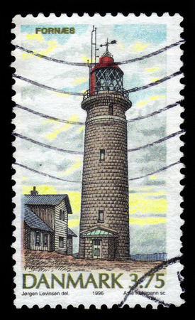 DENMARK - CIRCA 1996 A stamp printed in Denmark shows Fornaes Lighthouse, circa 1996の写真素材