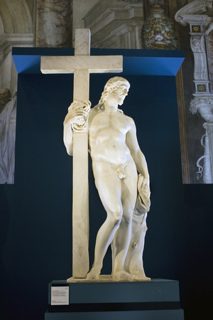 Rome, Italy - July 01  Cristo della Minerva, also known as Christ the Redeemer, Christ Carrying the Cross or the Risen Christ by master Michelangelo Buonarroti, finished in 1521   first version  , Capitoline Museums, on July 01, 2014, Rome, Italyのeditorial素材