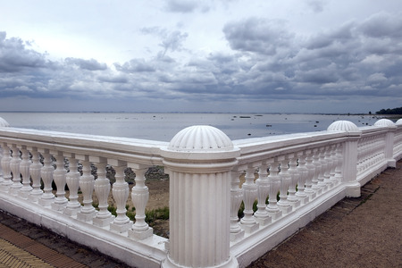 views of the Gulf of Finland (the Baltic Sea) near the Palace Mon Plaisir in Pertergof, Saint-Petersburg, Russiaの写真素材