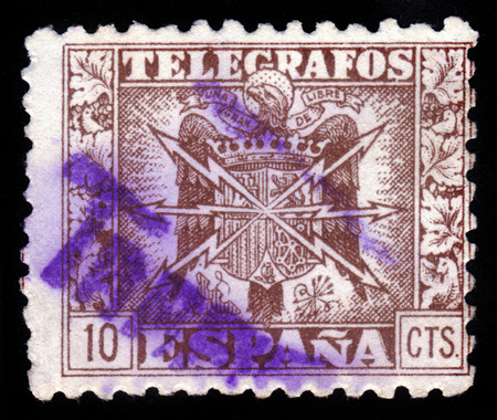 old spanish stamp - telegrafosのeditorial素材