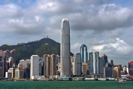 HONG KONG - September 25: view of skyscrapers, modern office buildings and shopping centers from...