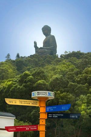 bronze statue of the Big Buddha, Po Lin Monastery, Lantau Island, Hong Kongのeditorial素材