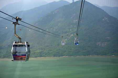 HONG KONG - September 25: cable car at Ngong Ping, Ngong Ping 360 is a tourism project on Lantau Island on September 25, 2013 in Hong Kong, Chinaのeditorial素材