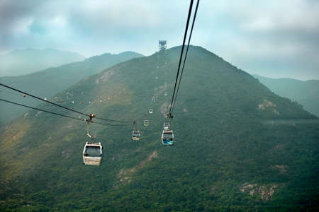 HONG KONG - September 25: cable car at Ngong Ping, Ngong Ping 360 is a tourism project on Lantau Island on September 25, 2013 in Hong Kong, Chinaのeditorial素材