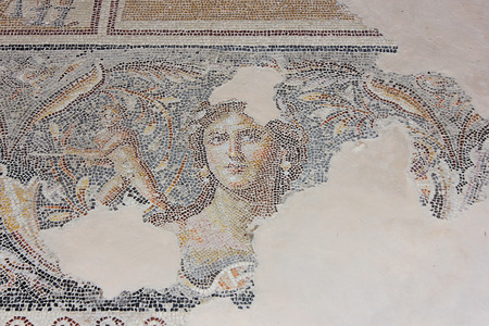 antique mosaic, archaeological excavations of the ancient roman- and talmudic-era city of Zippori, is located in Lower Galilee, Israelのeditorial素材