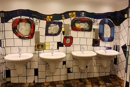 Vienna, Austria- 29 August, 2015 : public toilets, designed by Hundertwasser in Hundertwasser village 29 August in Vienna, Austriaのeditorial素材