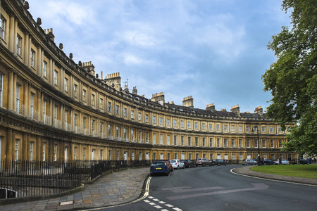 the Circus, landmark architectural example of a georgian architecture, by architect John Wood, the Elder in Bath, Somerset, Englandのeditorial素材