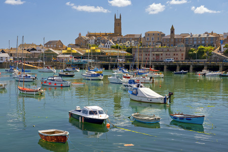 yachts in Penzance harbour, Cornwall, Englandのeditorial素材