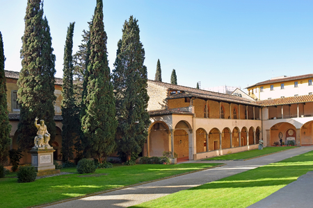internal courtyard of basilica Santa Croce (Basilica of the Holy Cross) in Florence, Tuscany, Italyのeditorial素材