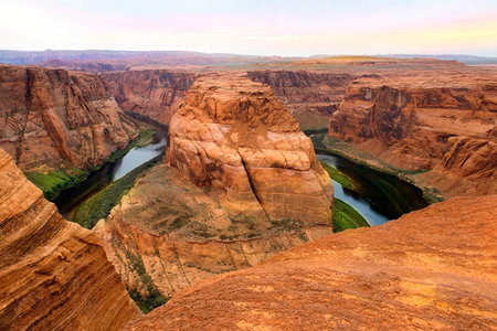 Horseshoe Bend, horseshoe-shaped meander of the Colorado River located near the town of Page, Arizona, United Statesの写真素材