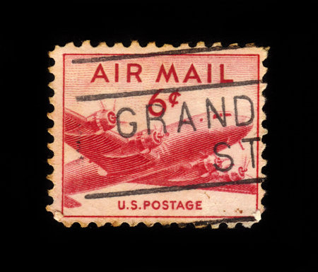 USA - CIRCA 1949: a stamp printed in USA shows Douglas DC-4 Skymaster, four-engine propeller driven...