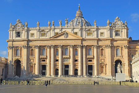 facade of the St. Peter's Basilica, Vatican City, Rome, Italyのeditorial素材