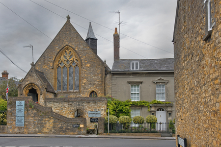 Sherborne, Dorset, England - August 02: cityscape in the medieval town Sherborne, Dorset, England on August 02, 2015 in Sherborne, Dorset, Englandのeditorial素材