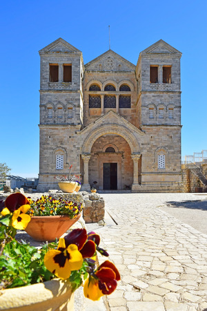 main facade of the Church of the Transfiguration, Mount Tabor, Lower Galilee, Israelの写真素材