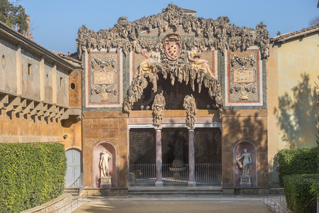 unusual entrance to the Grotto of Buontalenti in Boboli Gardens, Florence, Italyのeditorial素材