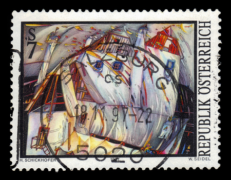Haus MÃ¼hlbacher, painting by Helmut Schickhoferのeditorial素材
