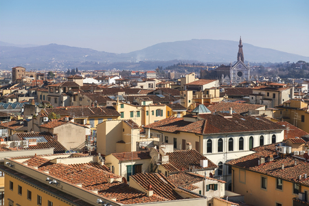 view of the old Florence from the height of the Giotto's bell tower ( Giottoâs Campanile ) in Florence, Italyの写真素材