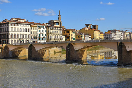Ponte alle Grazie, bridge (reconstructed after 1945) over the Arno River in Florence, region of Tuscany, Italyの写真素材