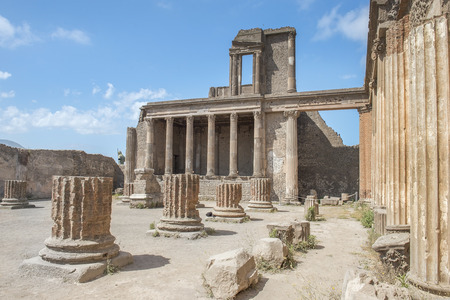 ancient Pompeii ruins, UNESCO World Heritage Site, Campania region, Italy. Pompeii city destroyed in 79BC by the eruption of Mount Vesuviusの写真素材