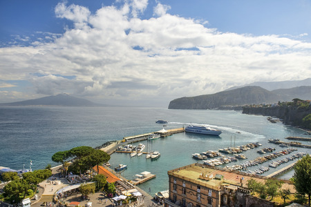 SORRENTO, ITALY - MAY 21, 2017: picturesque landscape in the port of Sorrento, Bay of Naples in Southern Italyのeditorial素材