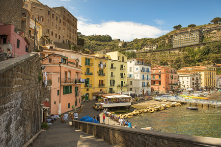 SORRENTO, ITALY - MAY 21, 2017: picturesque landscape in the port of Sorrento, Bay of Naples in Southern Italyのeditorial素材
