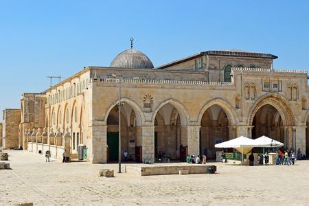 Al-Aqsa Mosque, also known as Al-Aqsa and Bayt al-Muqaddas, is the third holiest site in Sunni Islam and is located in the Old City of Jerusalem, Israelの写真素材
