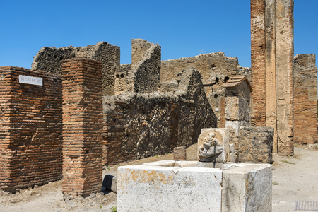 ancient Pompeii ruins, UNESCO World Heritage Site, Campania region, Italy. Pompeii city destroyed in 79BC by the eruption of Mount Vesuviusの写真素材