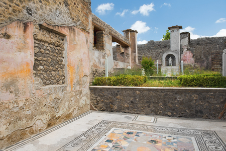 ancient Pompeii ruins, UNESCO World Heritage Site, Campania region, Italy. Pompeii city destroyed in 79BC by the eruption of Mount Vesuviusの写真素材