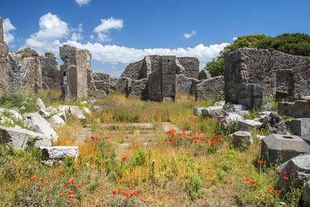 ancient Pompeii ruins, UNESCO World Heritage Site, Campania region, Italy. Pompeii city destroyed in 79BC by the eruption of Mount Vesuviusの写真素材