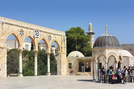 JERUSALEM, ISRAEL - June 15, 2017: group of asian tourists at the Temple Mount complex, Temple Mount, Old City of Jerusalem, Israelのeditorial素材