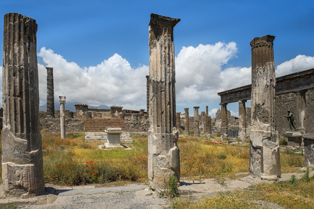 ancient Pompeii ruins, Campania region, Italy. Pompeii city destroyed in 79BC by the eruption of Mount Vesuviusの写真素材