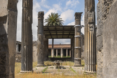 ancient Pompeii ruins, Campania region, Italy. Pompeii city destroyed in 79BC by the eruption of Mount Vesuviusの写真素材