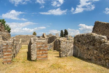 ancient Pompeii ruins, Campania region, Italy. Pompeii city destroyed in 79BC by the eruption of Mount Vesuviusの写真素材