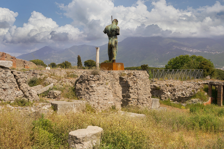ancient Pompeii ruins, Campania region, Italy. Pompeii city destroyed in 79BC by the eruption of Mount Vesuviusの写真素材