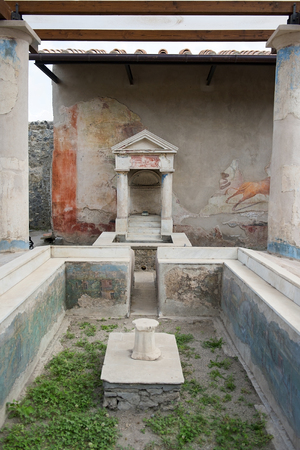 ancient Pompeii ruins, Campania region, Italy. Pompeii city destroyed in 79BC by the eruption of Mount Vesuviusの写真素材