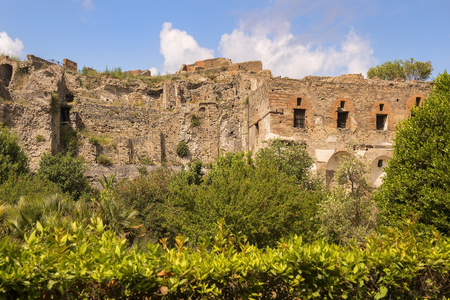 ancient Pompeii ruins, Campania region, Italy. Pompeii city destroyed in 79BC by the eruption of Mount Vesuviusの写真素材
