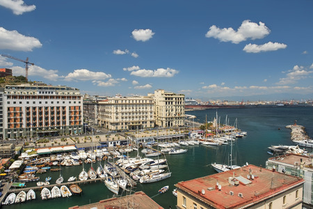 Naples, Italy - may 18, 2017: views of Naples and the marina from the height Castel dell'Ovo, Naples, southern Italyのeditorial素材