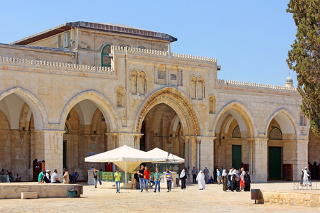 JERUSALEM, ISRAEL - June 15, 2017: Al-Aqsa Mosque, also known as Al-Aqsa and Bayt al-Muqaddas, is the third holiest site in Sunni Islam and is located in the Old City of Jerusalem, Israelのeditorial素材