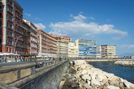 Naples, Italy - may 18, 2017: promenade of Naples in good weather, Naples, Italyのeditorial素材
