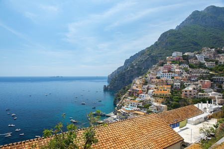 scenic view of Positano, Amalfi Coast, Campania region in Italyの写真素材