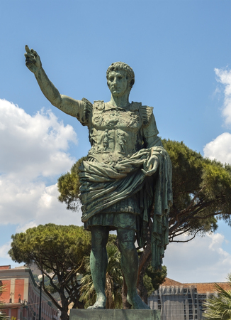ancient statue of Gaius Julius Caesar in Naplesの写真素材