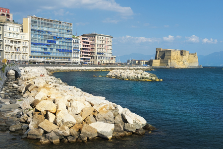 Naples, Italy - may 18, 2017: views of Castel dell'Ovo and gulf of Napless in good weather, Naples, Italyのeditorial素材