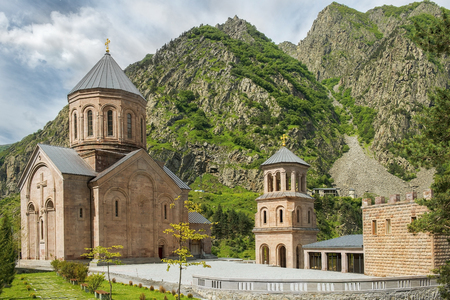monastery of the Holy Archangels Michael and Gabriel in the Daryal gorge in Georgiaの写真素材