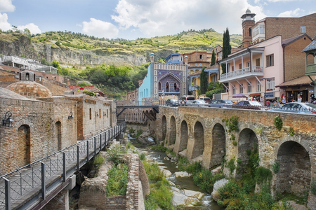 Tbilisi, Georgia - Juny 9, 2017: Abanotubani, ancient district of old Tbilisi, Georgia, known for its sulfuric baths on Juny 9, 2017のeditorial素材